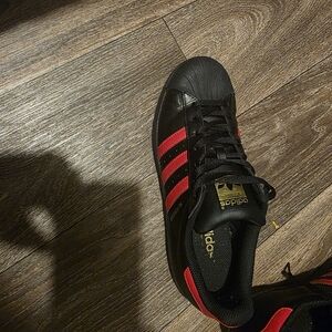 Adidas Men's Black & Red Classic Shell Toe Sneakers